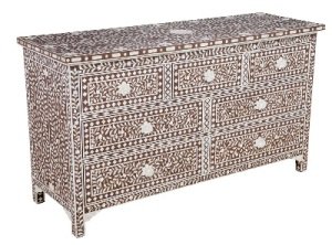 bone inlay chest of drawer, bone furniture india, indian bone inlay furniture